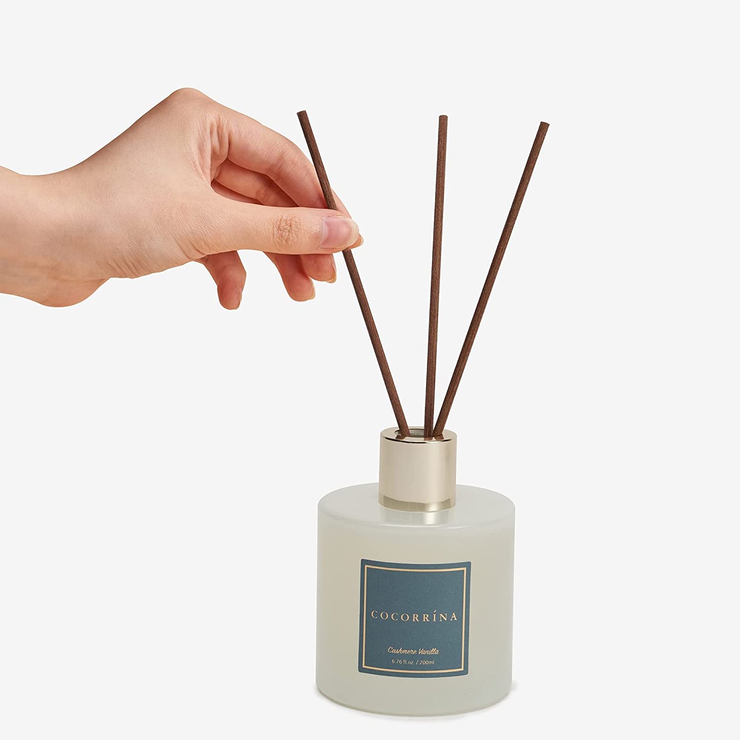 Premium Reed Diffuser Set with Preserved Baby's Breath & Cotton Stick Cashmere Vanilla | 6.7oz Scent Fragrance Oil Diffuser for Bedroom Bathroom Home DΓ©cor