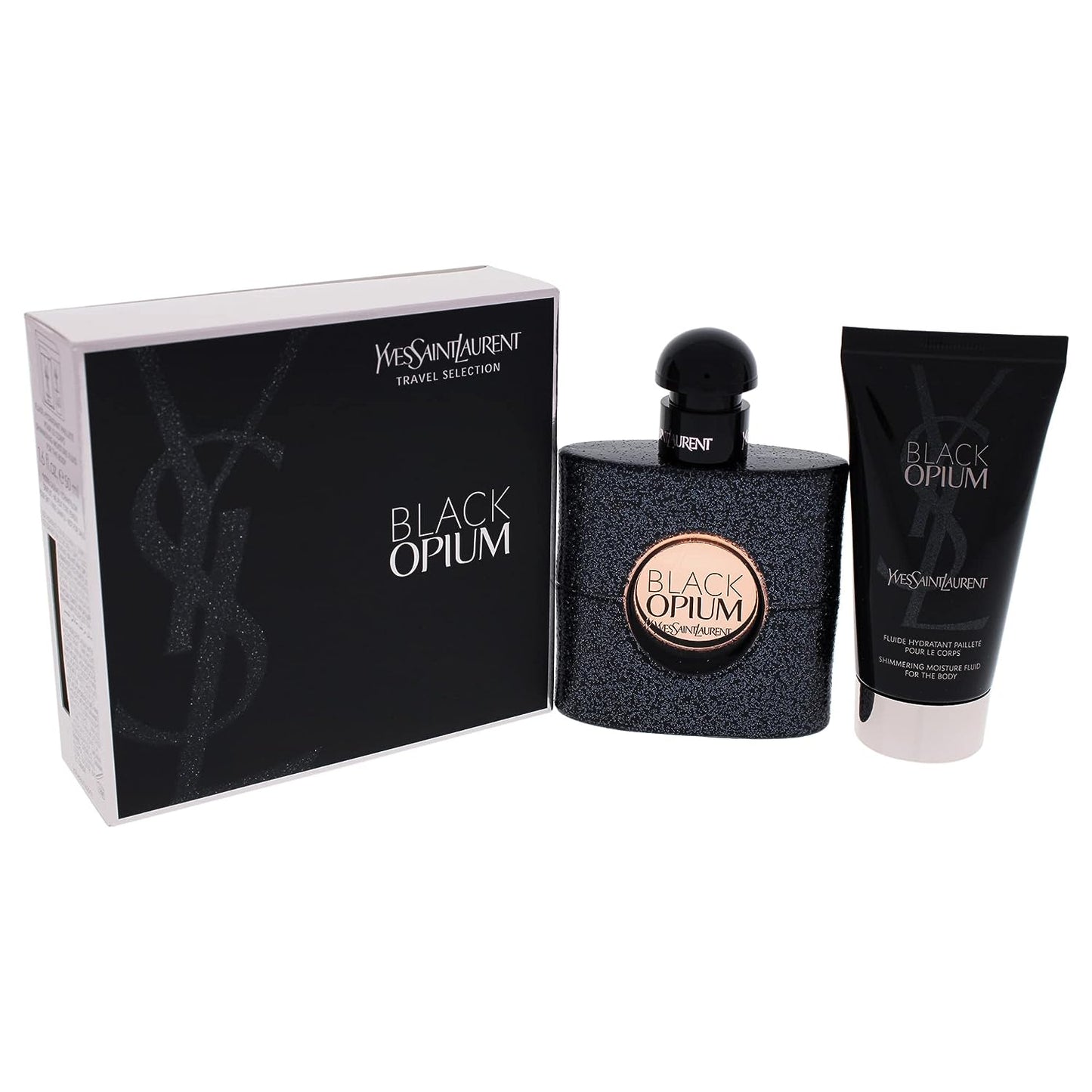Black Opium by Eau De Parfum Spray 50Ml & Shimmering Moisturising Fluid 50Ml