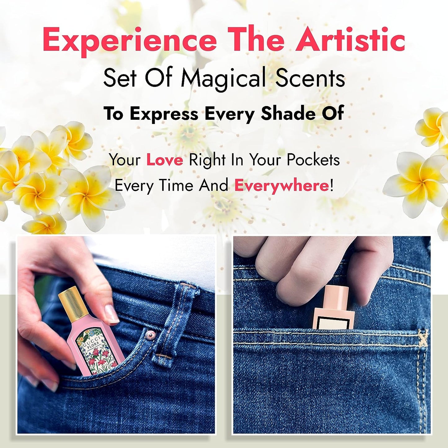 4 Piece Mini Perfumes for Women Fragrance Gift Set -2 Ea Bloom EDP 0.16 Oz Splash 2 Ea, Flora Gorgeous Gardenia EDP 0.16 Oz Splash 2 Ea