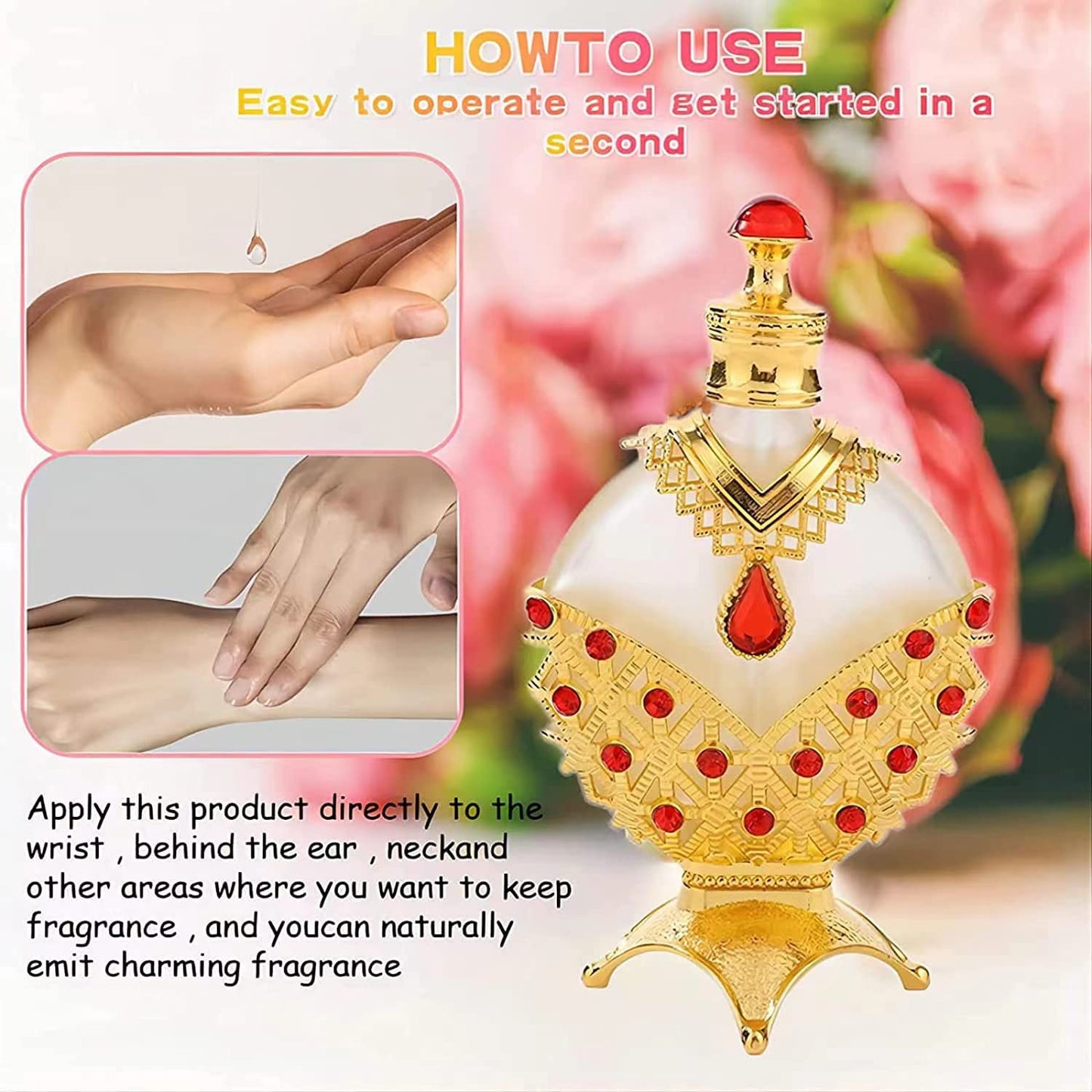 Gold Arabian Concentrated Perfume Oil, Arabic Perfume for Women, Arabian Perfume Oil- Long Lasting a Seductive Perfume Oil (12Ml)