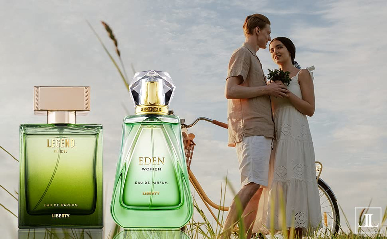 Luxury Perfume Gift Set - Legend for Men, Eden for Women (100ml/3.4Oz each), Eau De Parfum (EDP) Spray, Designed in France, Long Lasting Smell.