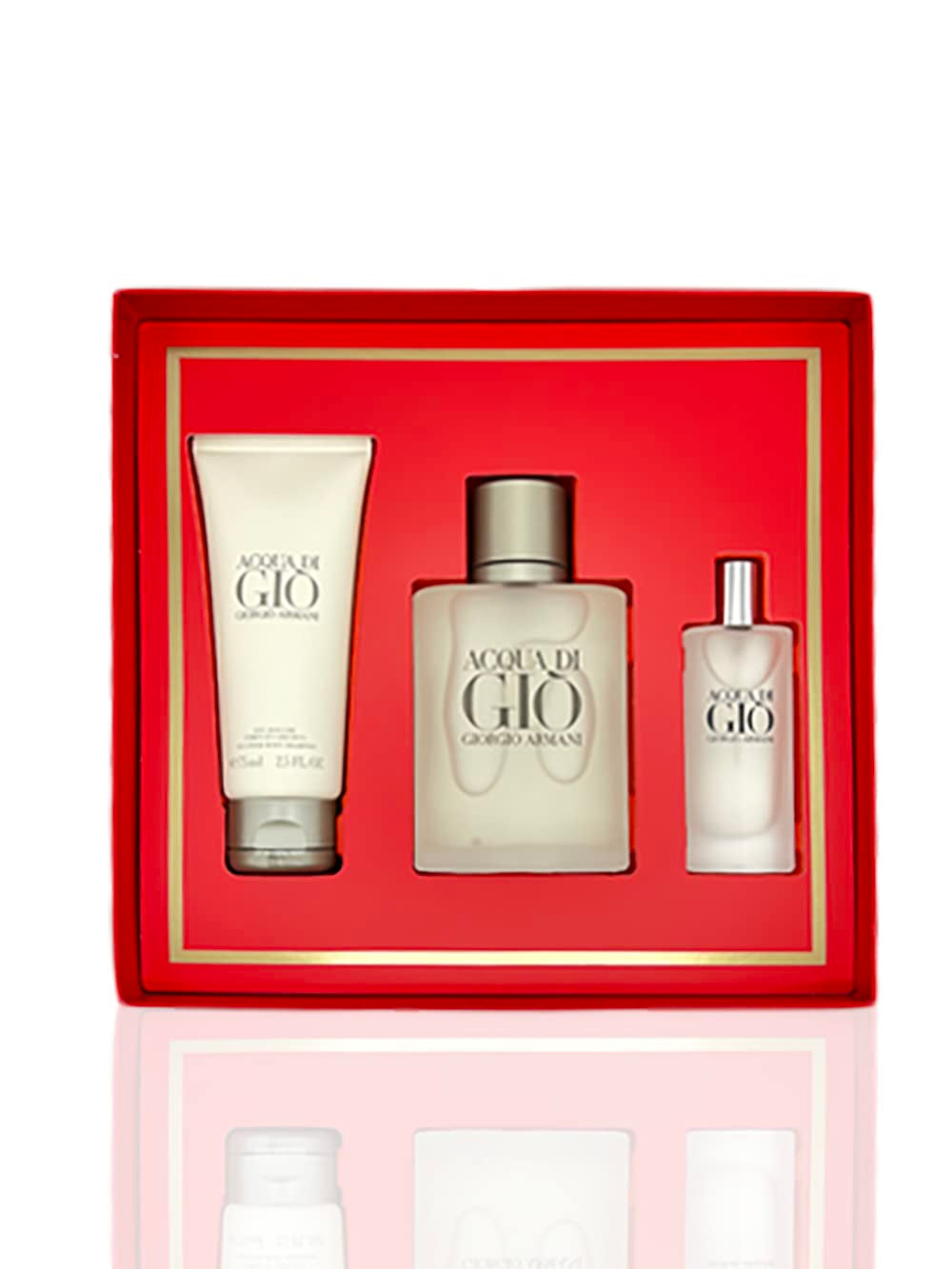 Acqua Di Gio by Giorgio Armani 3 Piece Perfume Gift Set for Men (3.4 oz Eau De Toilette Spray + 0.5 oz. Eau De Toilette Spray + 2.5 Shower Gel)
