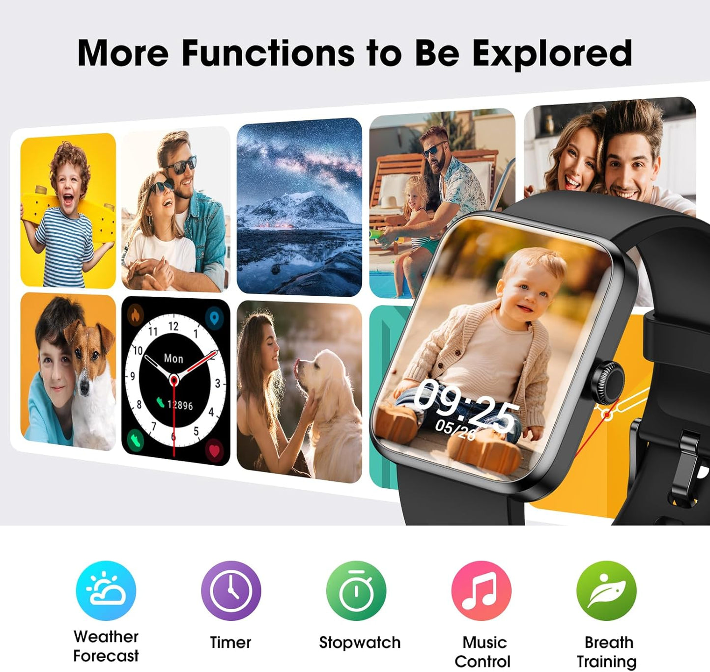 Smart Watch for Women Men, Fitness Tracker Watch with Heart Rate Monitor, Sleep, SpO2 Tracker, 5ATM Waterproof Smartwatch Sports Watch Compatible with Android iOS Phones Step Calories Counter
