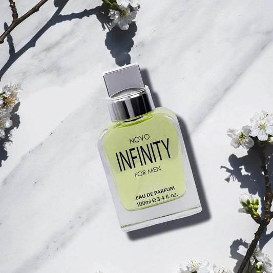 Novo Infinity for Men - 3.4 Fluid Ounce Eau De Parfum Spray for Men - Refreshing Citrusy & Floral Top Notes with Subtle Woody Undertones Smell Fresh All Day Long Gift for Men for All Occasions