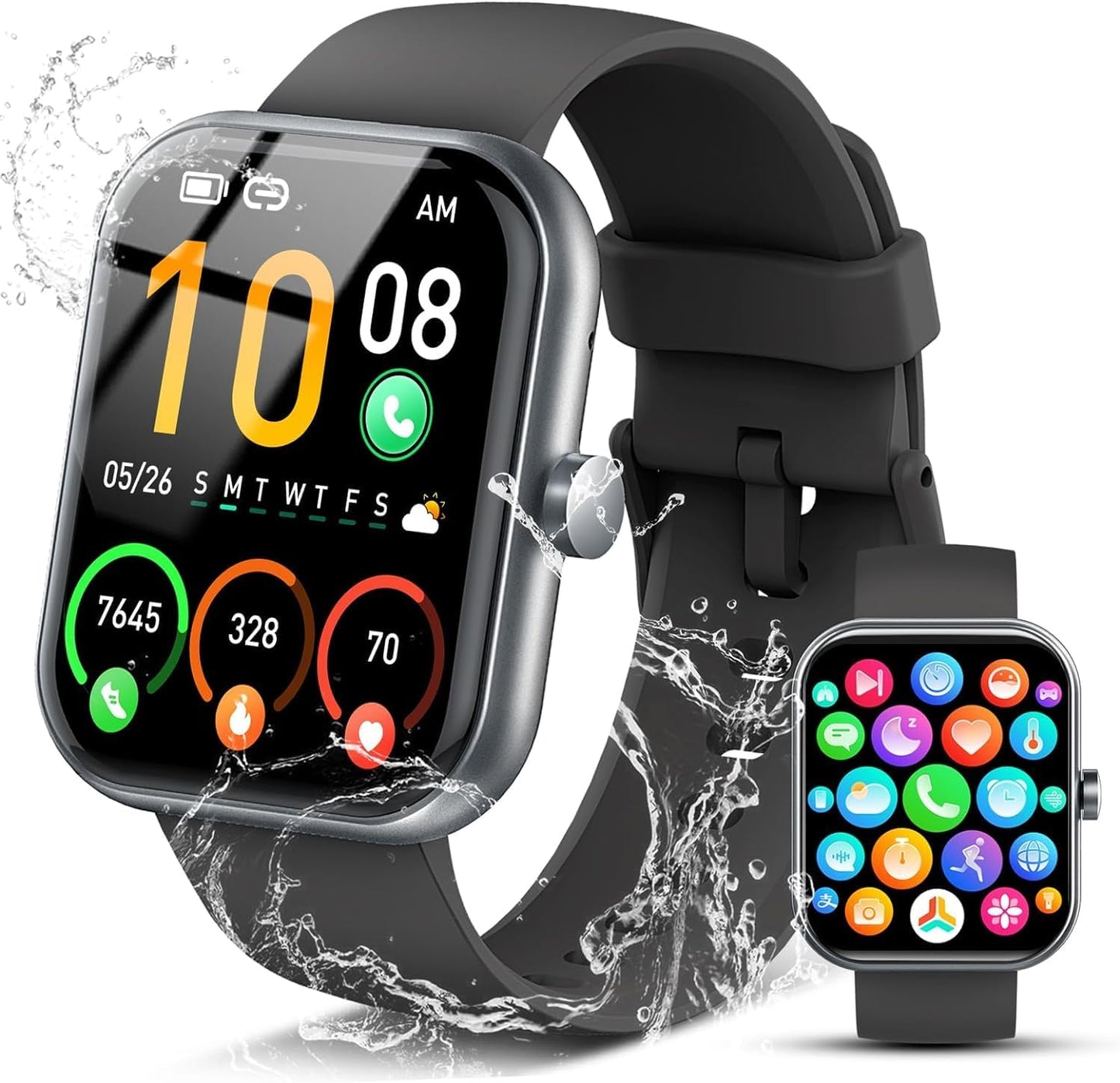 Smart Watch for Men Women, 1.96" Fitness Tracker Running Watch (Answer/Make Call), IP68 Waterproof, Pedometer, Sleep/Step/Activity/Heart Rate Monitor, 110+ Sport Modes Smartwatch for Adroid iOS Phone