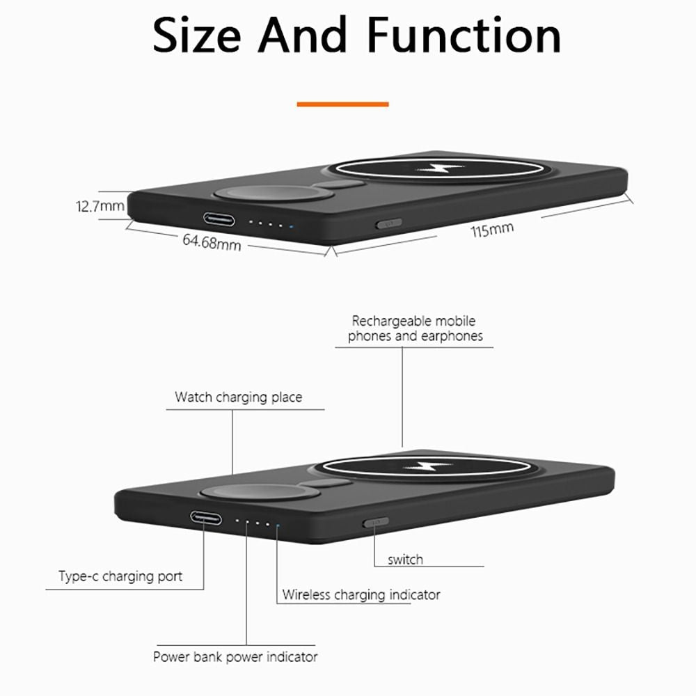 3 in 1 Fast Charging Magnet Power Bank Wireless Charger External Battery Mobile Phone Charging For Iphone|IWatch