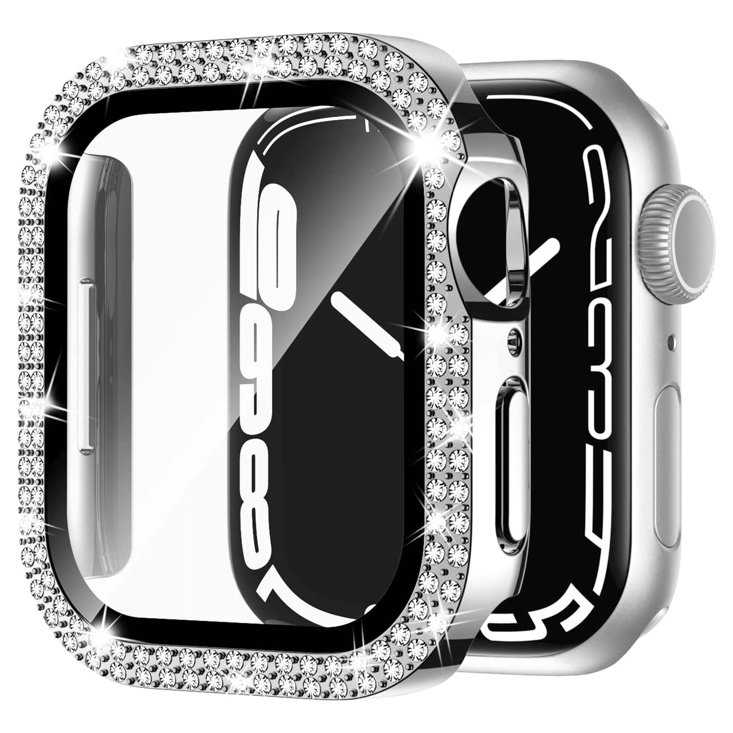 Apple watch Screen Protector; Bling Case For Apple Watch SE Series 8/7/6/5/4 With Hard PC Tempered Glass Rhinestone Protection; Full Face Case Accessories For ; iWatch Girls & Women