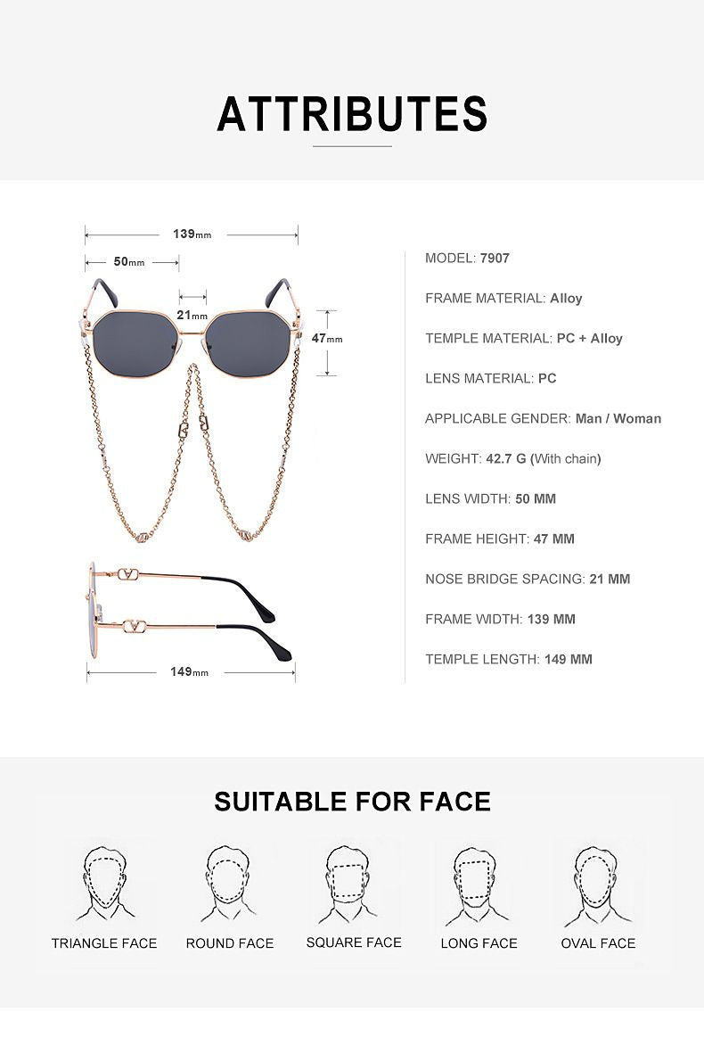 Women's chain sunglasses lanyard irregular sunglasses