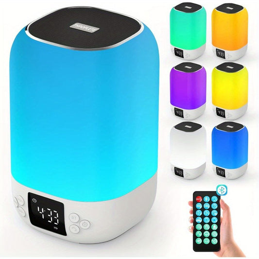 Bluetooth Speaker with Night Light, Alarm Clock Touch Sensor Bedside Lamp Dimmable Multi-Color Changing, Speaker Bedroom Alarm Clock, Cool Stuff Gift Ideas