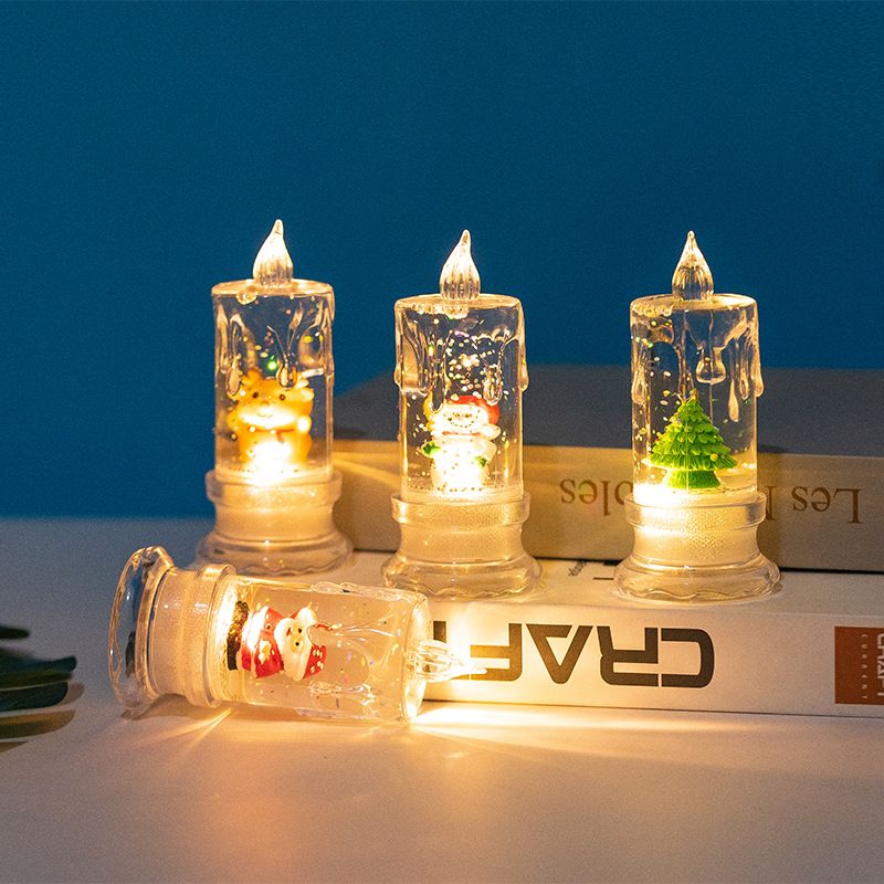 Led Christmas Candles, 4 Pcs Glitter Christmas Flameless Candles