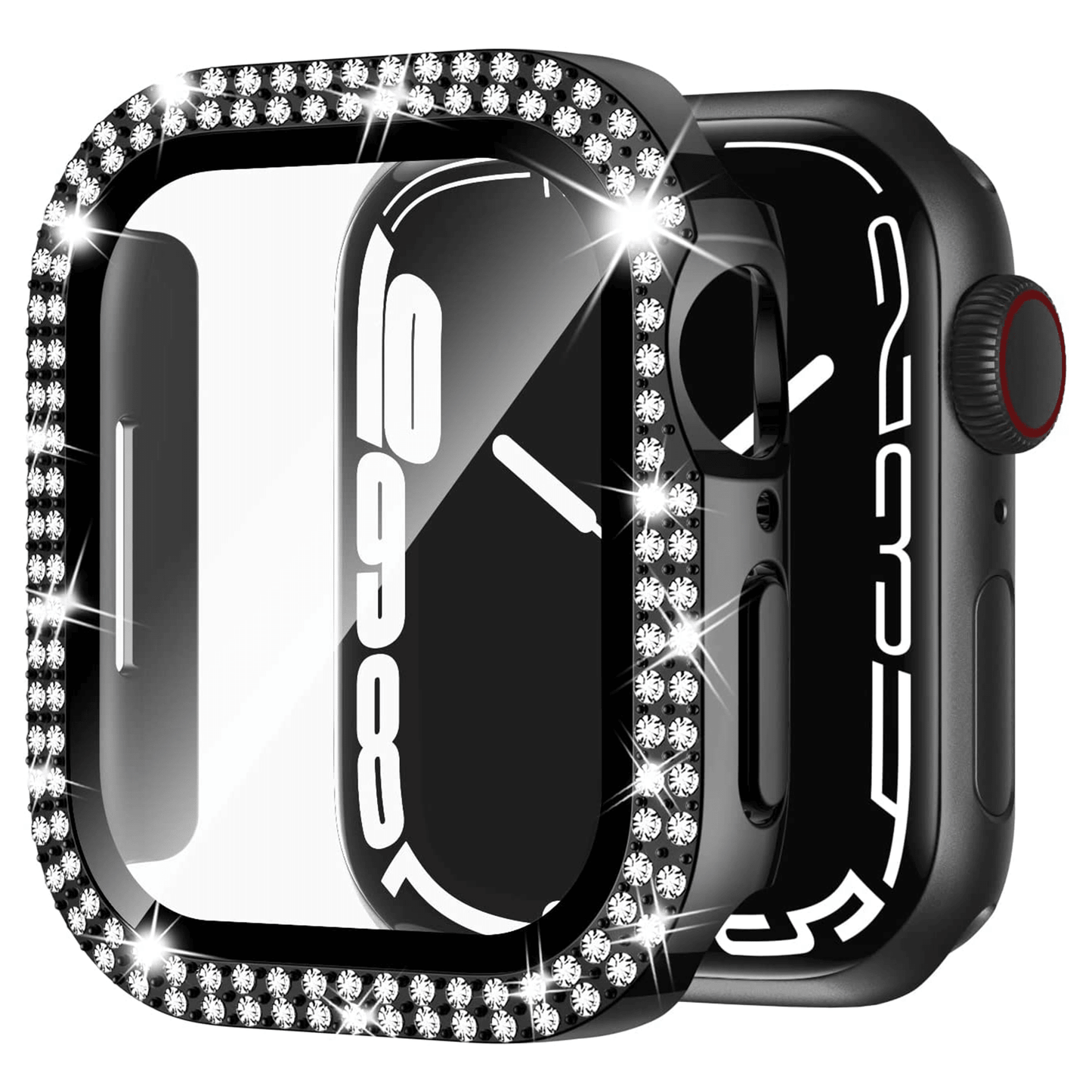 Apple watch Screen Protector; Bling Case For Apple Watch SE Series 8/7/6/5/4 With Hard PC Tempered Glass Rhinestone Protection; Full Face Case Accessories For ; iWatch Girls & Women