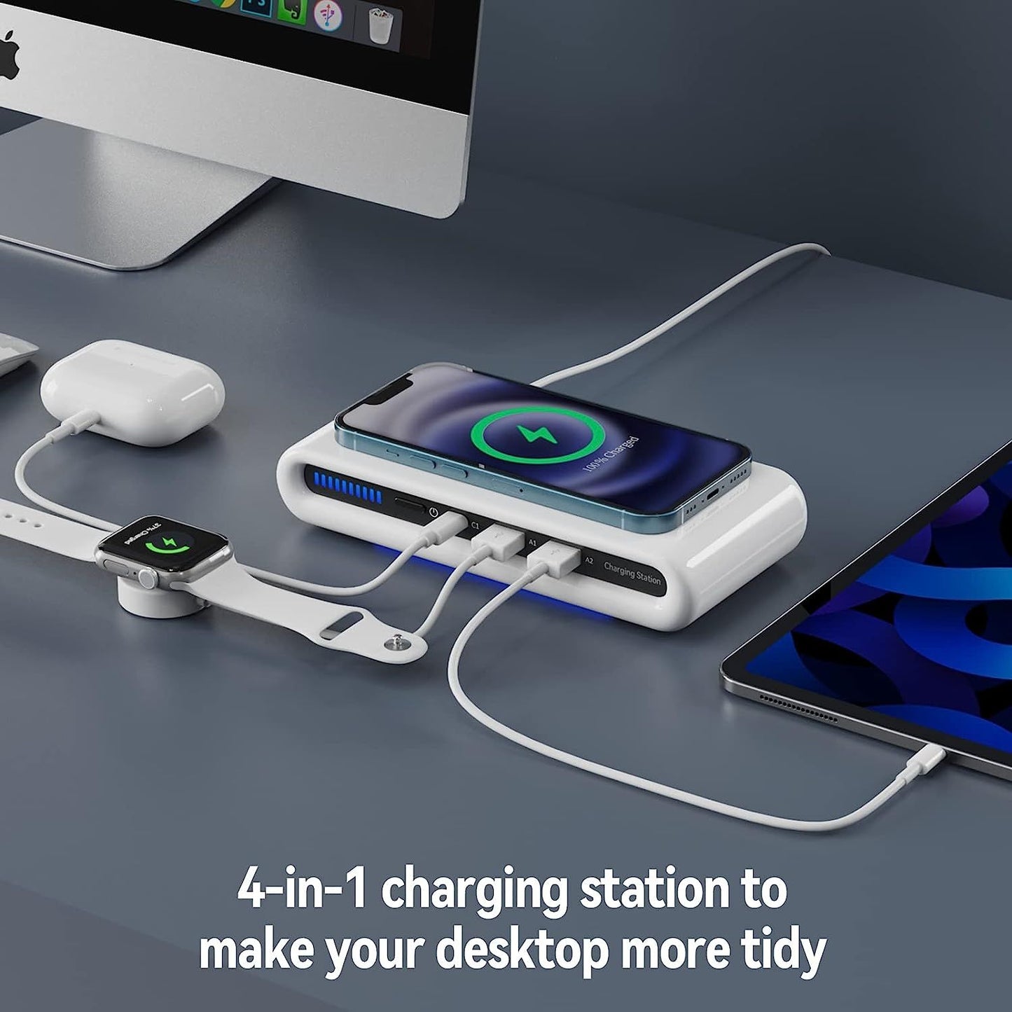 Wireless Charger 30W USB Wireless Charging Station for Multiple Device with USB C Ports Compatible for iPhone 14/13/12/Pro Max Google Pixel