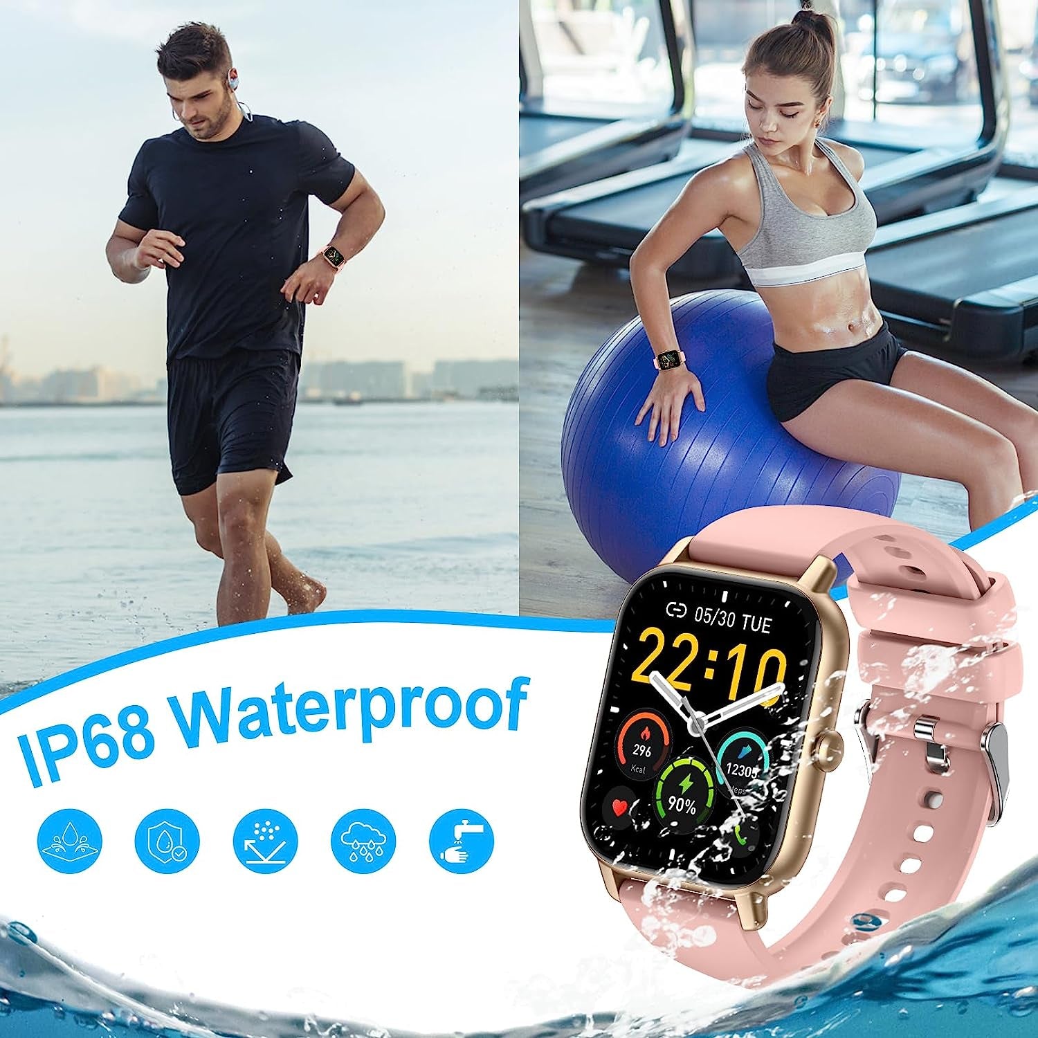 Smart Watch(Answer/Make Call), 1.85" Smartwatch for Men Women IP68 Waterproof, 100+ Sport Modes Fitness Activity Tracker, Heart Rate Sleep Monitor, Pedometer, Smart Watches for Android iOS, 2023