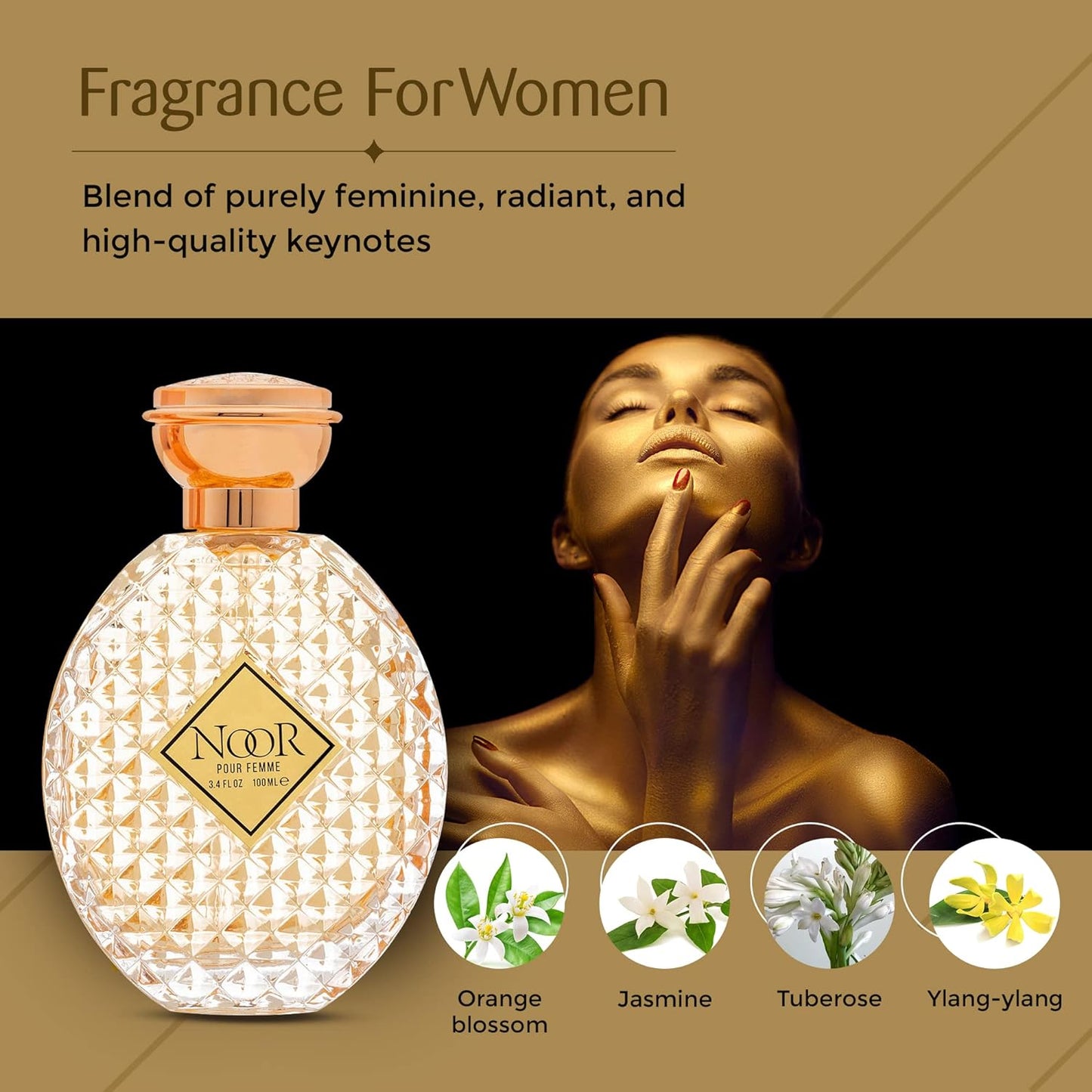 Regal Fragrances Noor Womens Perfume - Inspired by the Scent of Chanel's Gabrielle Women Perfume - Jasmine & Orange Blossom Floral Scents 3.4oz (100ml)