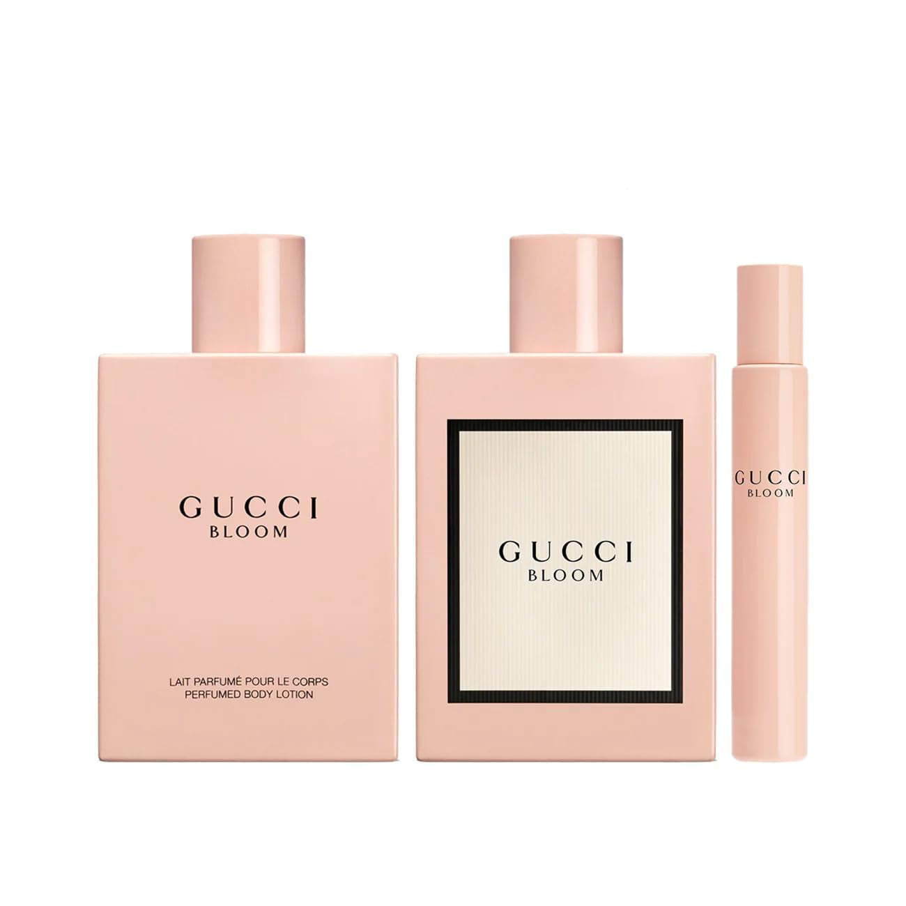 Gucci Bloom 3- Piece Travel Set for Women, (3.3 Oz Eau De Parfum Spray + 0.33 Oz Eau De Parfum Spray + 3.3 Oz Body Lotion)