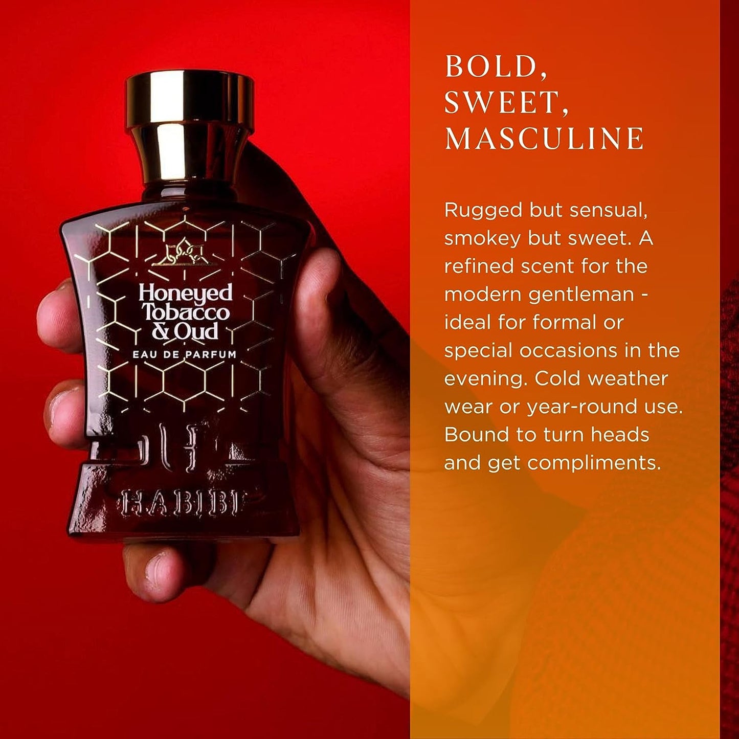 Honeyed Tobacco & Oud- Eau De Parfum for Men Long-Lasting Oud Cologne. Woody, Smokey, Sweet and Unique. Made with Rare Exotic Notes.Made in USA