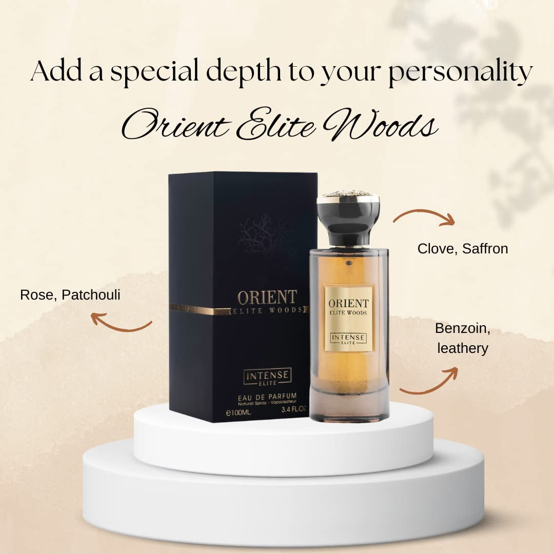 Orient Elite Woods for Men EDP, Eau De Parfum Men 100ML (3.4Oz), Men'S Fragnances, Long Lasting Arabian Perfume for Men, Perfumes Para Hombres, Saffron & Oud Perfumes for Men Original.