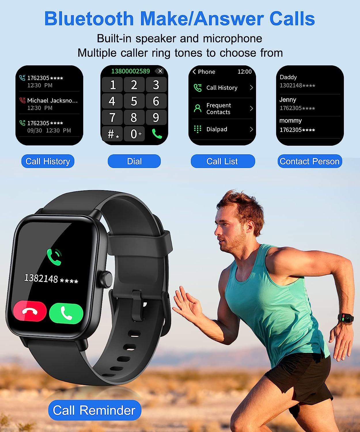 Smart Watch for Men Women with Bluetooth Call, Alexa Built-In1.8 DIY Dial with Blood Oxygen Heart Rate Sleep Fitness Tracker Notification Weather 100 Sport Modes Smartwatch for Android Ios Phone