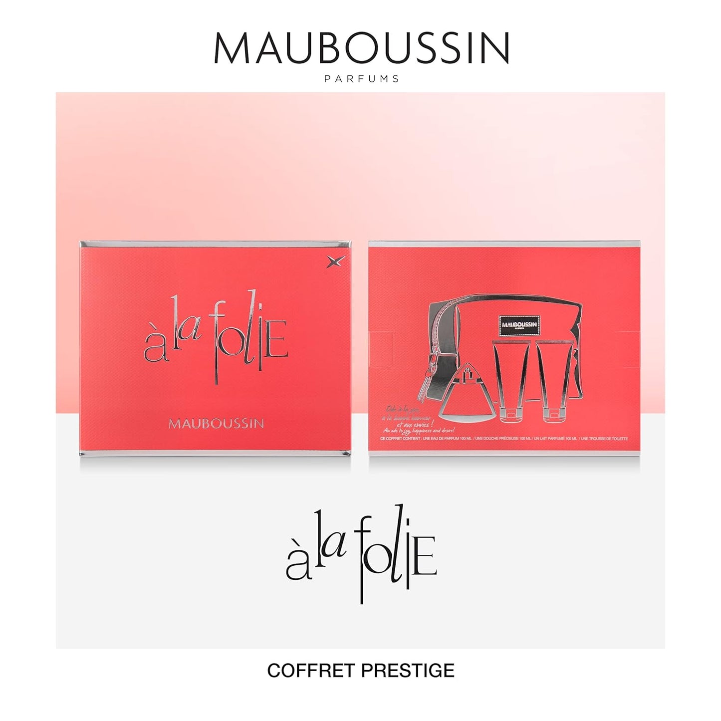 Mauboussin - Prestige 2022 A La Folie Set: Eau de Parfum 100 ml, Precious Shower 100 ml, Scented Milk 100 ml & Toiletry Bag