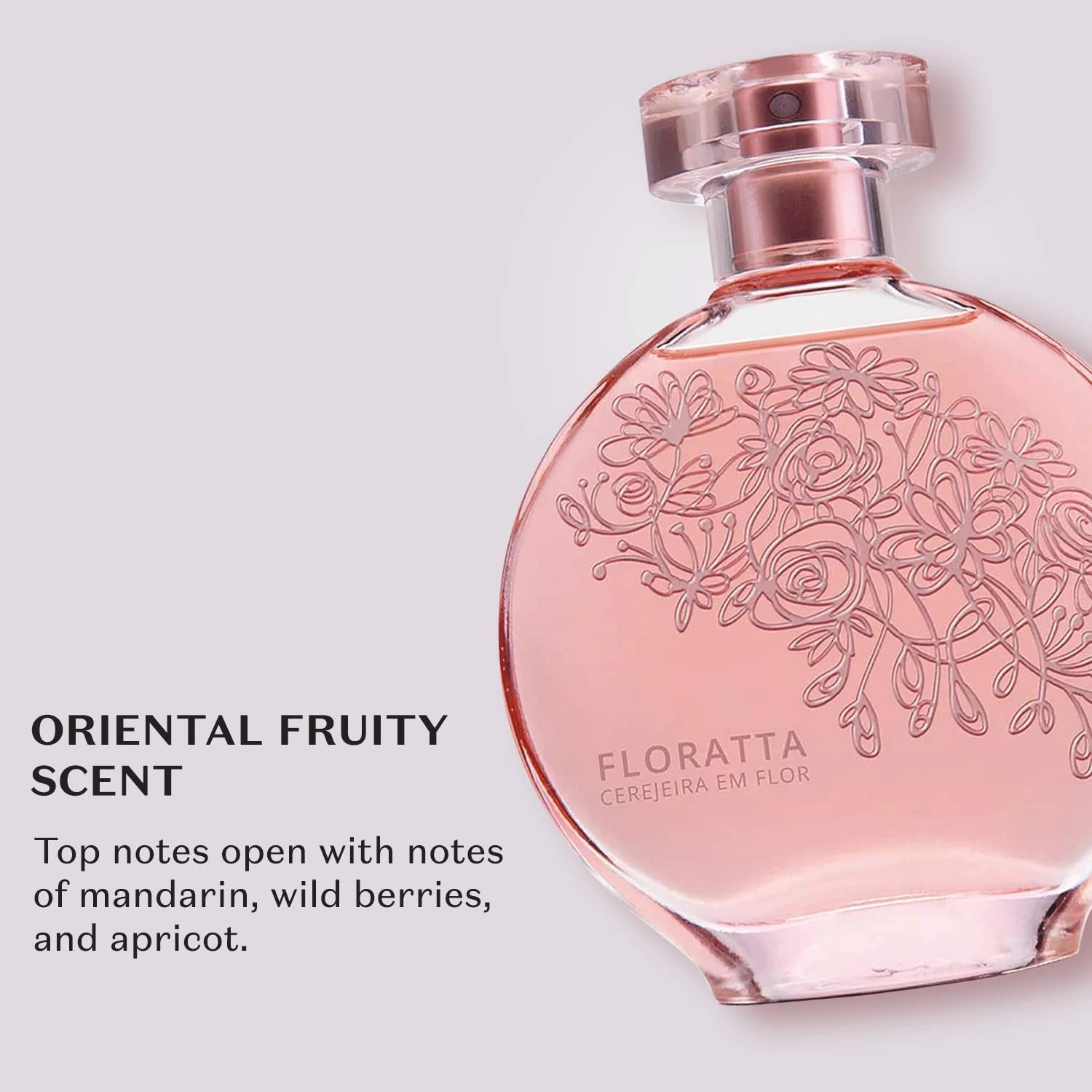 O Boticário Floratta Cherry Blossom Eau de Toilette, Long-Lasting, Fruity Floriental Fragrance Perfume for Women, 2.5 Ounce