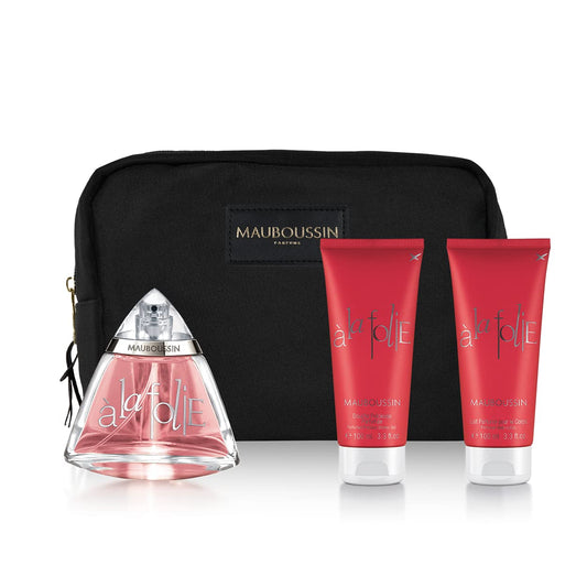 Mauboussin - Prestige 2022 A La Folie Set: Eau de Parfum 100 ml, Precious Shower 100 ml, Scented Milk 100 ml & Toiletry Bag