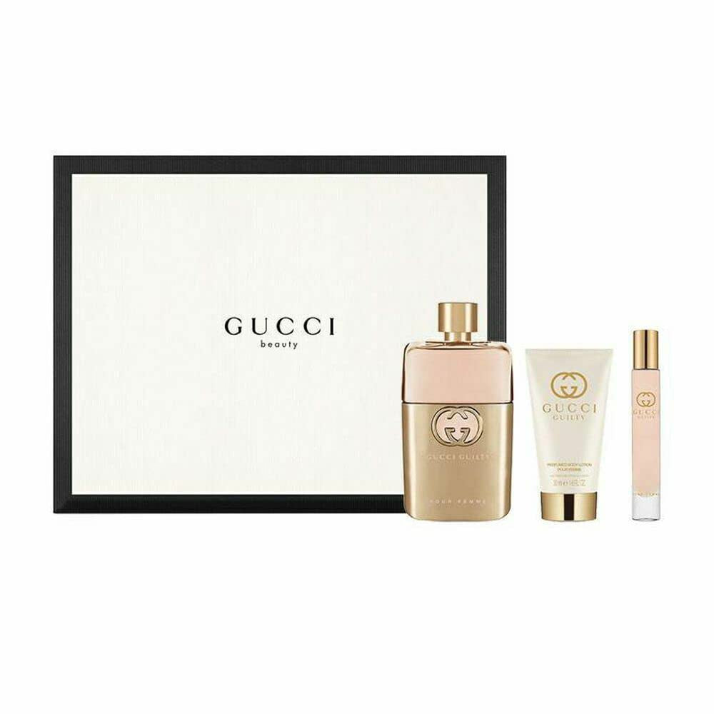 Gucci Guilty 3 Piece Set: 3 zo Eau De Parfum Spray, .5 oz Eau De Parfum Spray, 1.6 oz Body Lotion