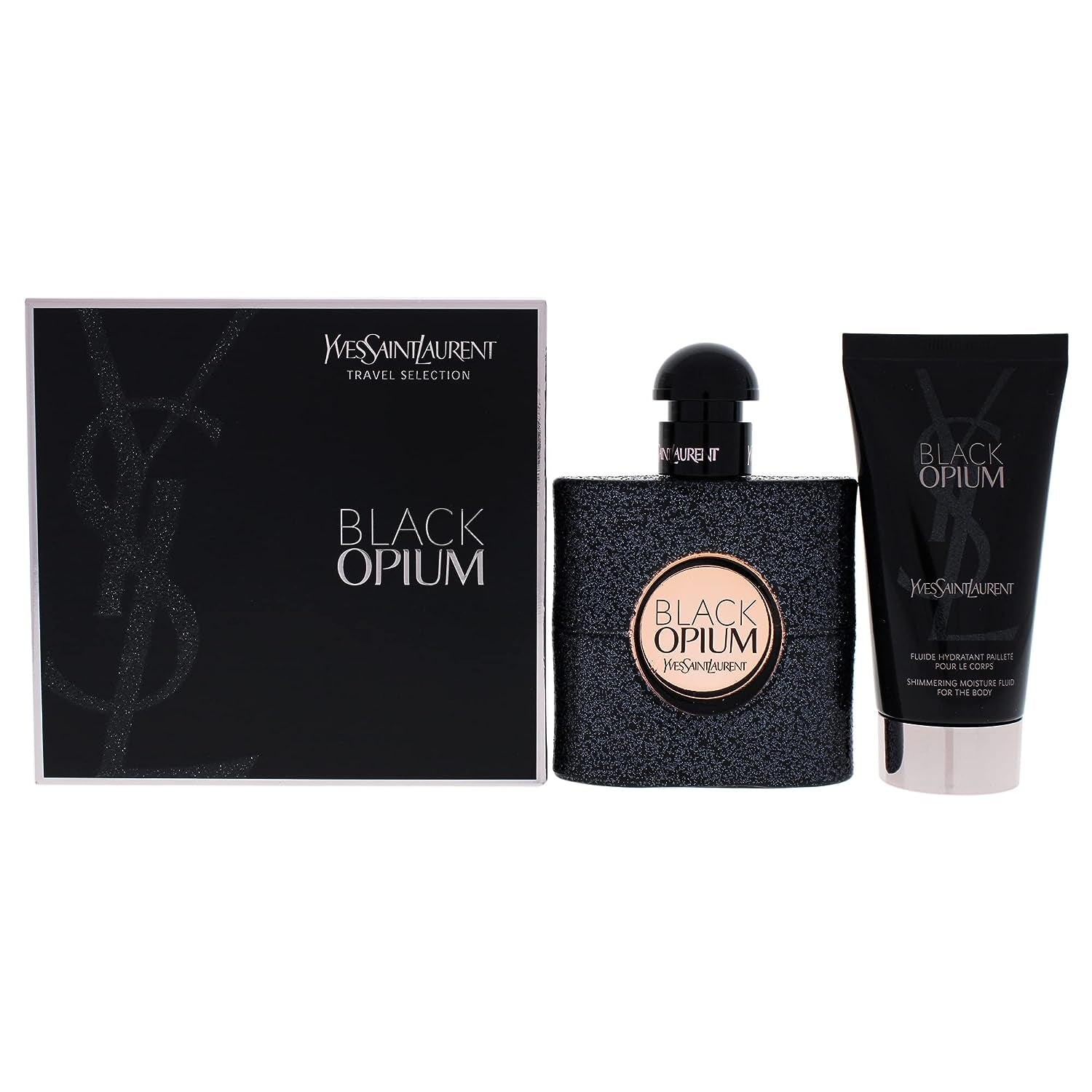 Black Opium by  Eau De Parfum Spray 50Ml & Shimmering Moisturising Fluid 50Ml